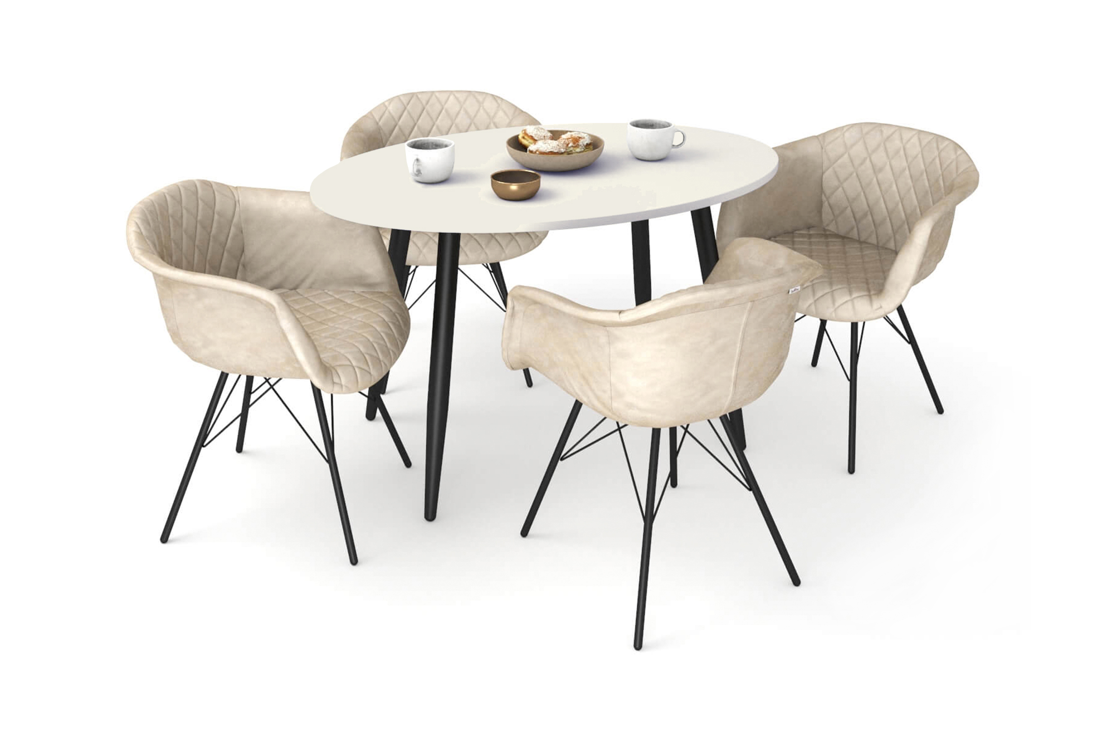 Обеденная группа SHT-DS143 кремовый / бетон крем / черный муар