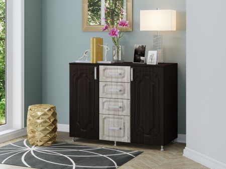 Комод Бергамо-2 МДФ Венге/Ясень Шимо Светлый  (Ш-1200/В-965/Г-440мм)